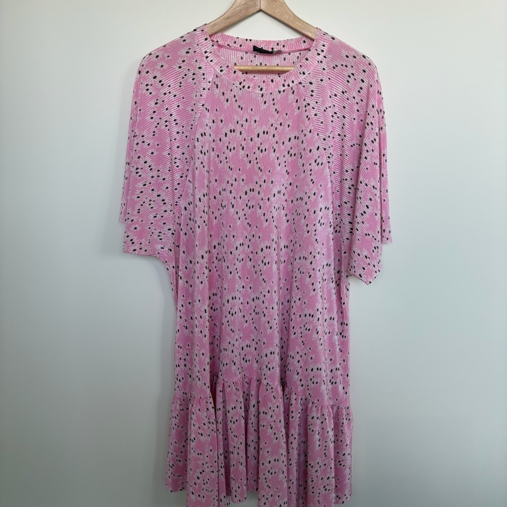 ASOS Design Plisse Flower Print Mini Dress